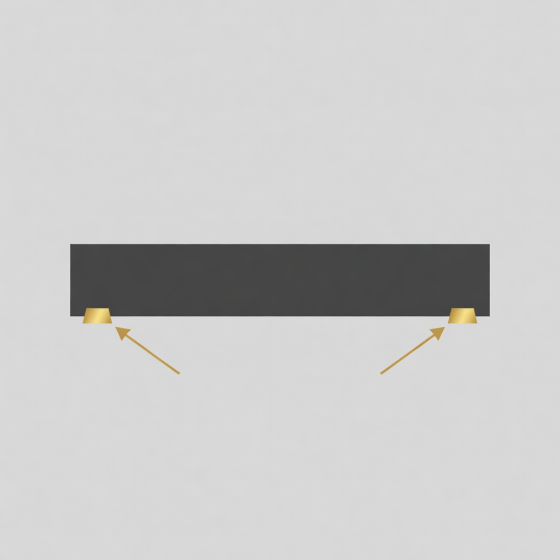 Flat vector close-up of trim handles on a clip with gold annotation arrows marking the in and out points